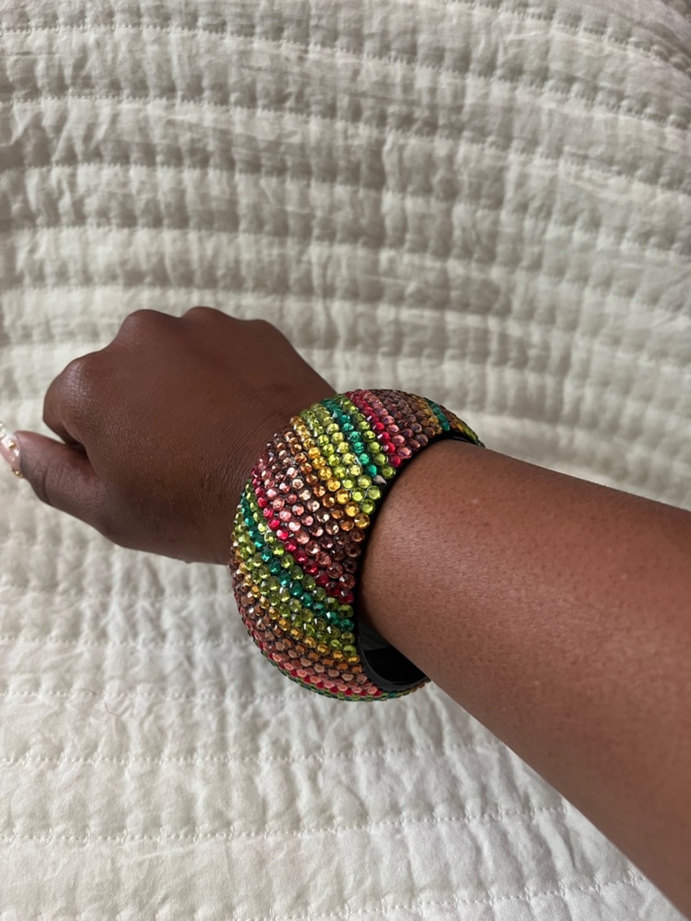 Multicolor Crystal Rhinestone Bangle Bracelet - Picture 4 of 5